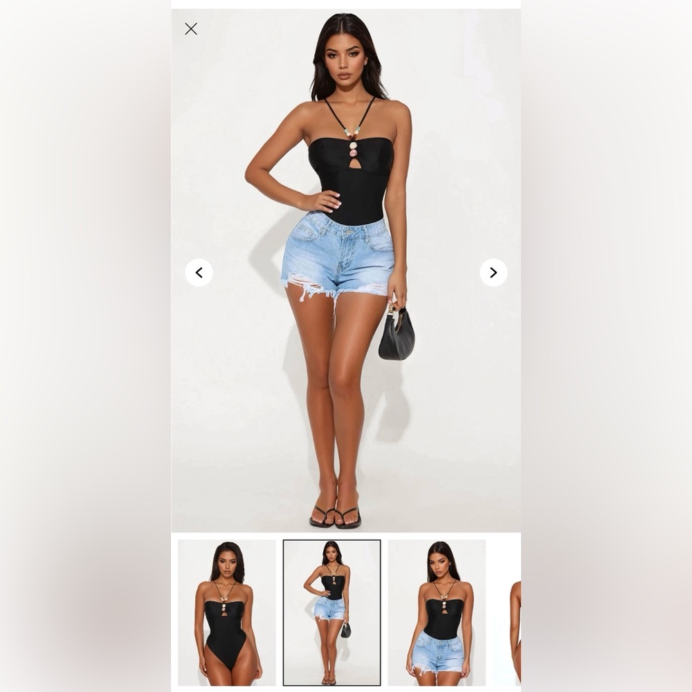 Black beaded bodysuit